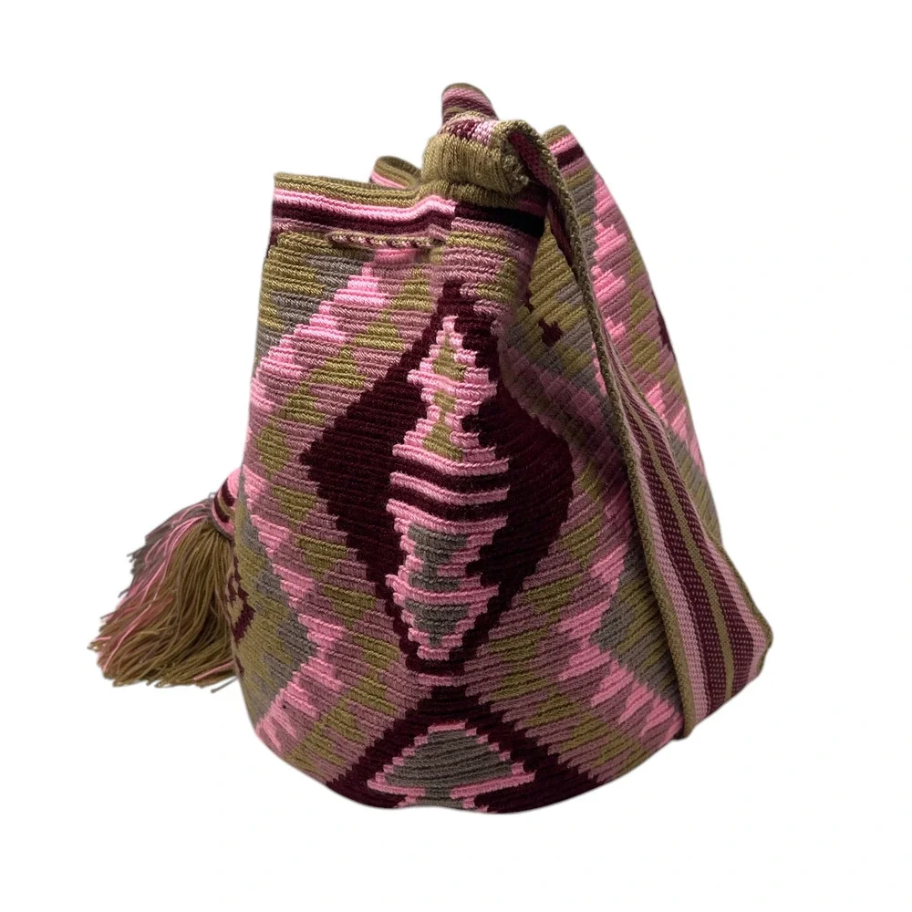 NWOT Chila Colombina Luna Bag - Wayuu Design - Natural - Tan - Pink - Handmade